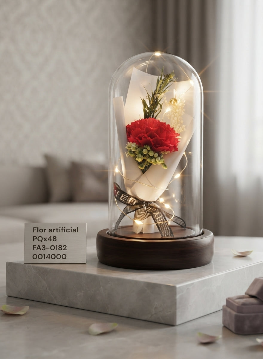 FLOR ETERNA DE VIDRIO CON LUCES