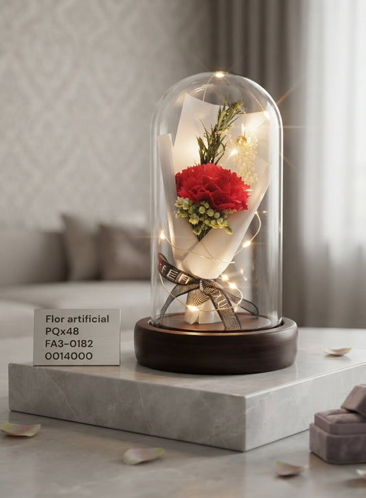 FLOR ETERNA DE VIDRIO CON LUCES