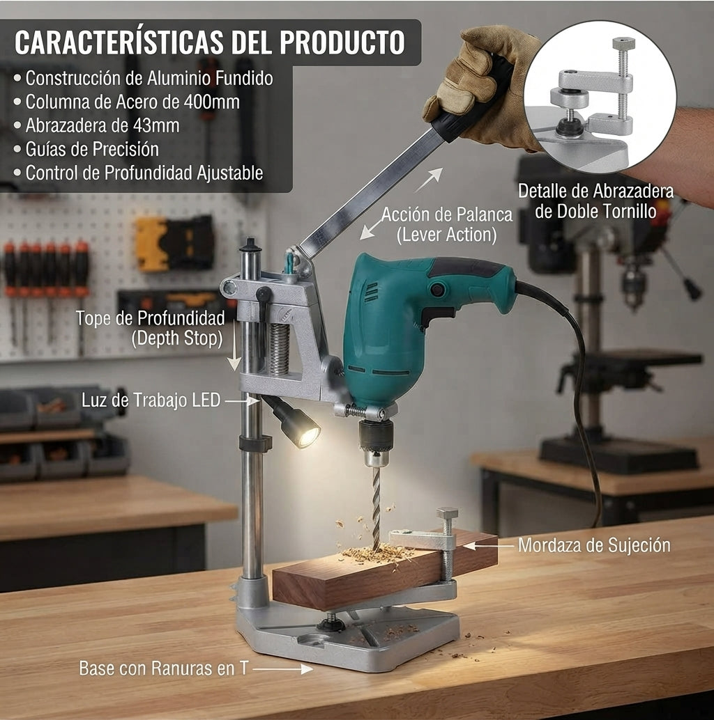 Soporte de prensa de taladro ajustable