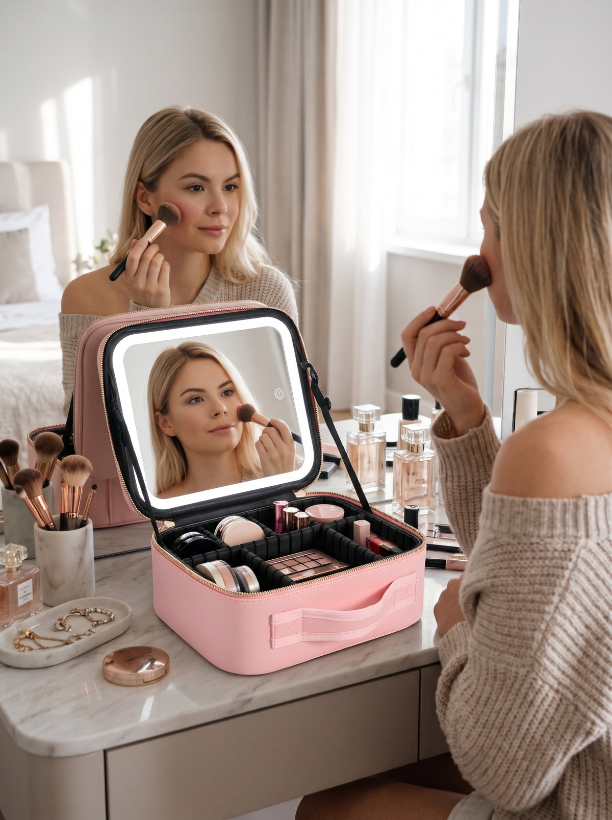Cosmetiquera con luz led Mediana